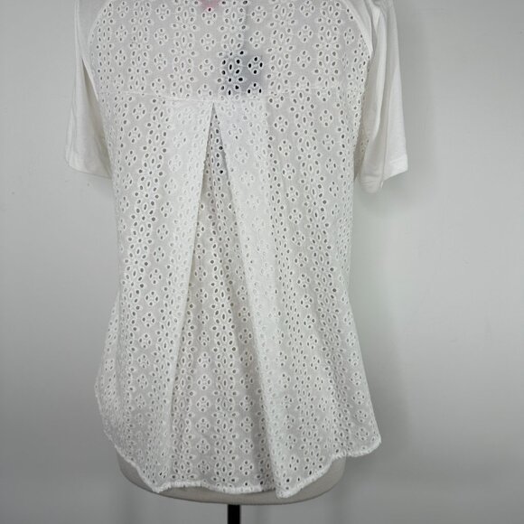 NWT VERONICA BEARD JEANS Women's Mauna Short-Sleeve Eyelet Cotton Tee Size M - Picture 6 of 12